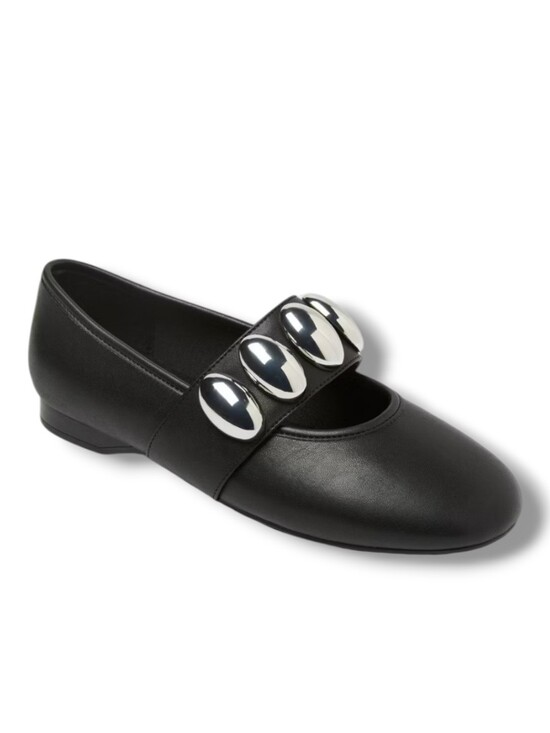 a new day Shoes - New A New Day Black Genevieve Mary Jane Flats with Silver Oval Accents Size 11
